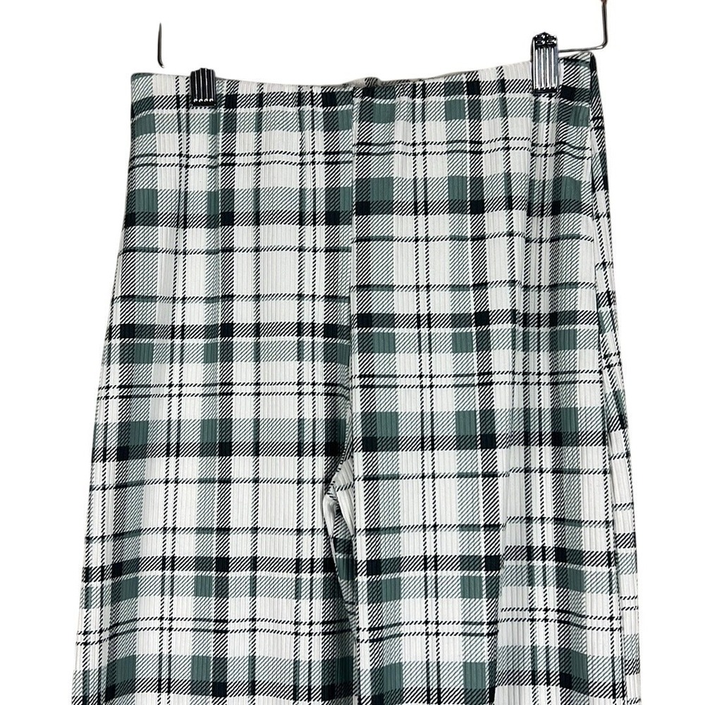 Caution to the Wind Plaid Knit Wide Leg Pants Green White Retro Festival Size S - Picture 3 of 6